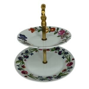 Porcelaine de Paris Tiered Flower Trimmed Porcelain Serving Plate